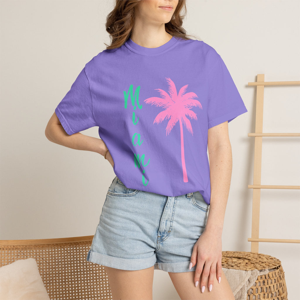 Miami Palm Beach T-Shirt — Retro Surfboard & Pink Palm Tee - Etna Gift