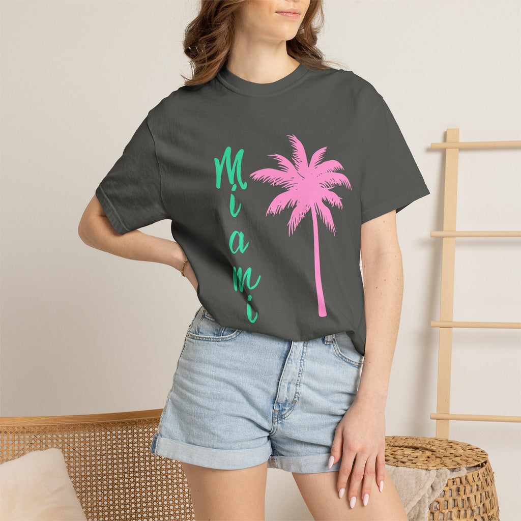 Miami Palm Beach T-Shirt — Retro Surfboard & Pink Palm Tee - Etna Gift
