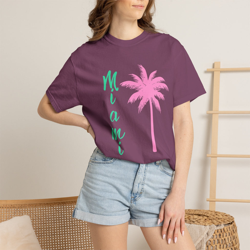 Miami Palm Beach T-Shirt — Retro Surfboard & Pink Palm Tee - Etna Gift