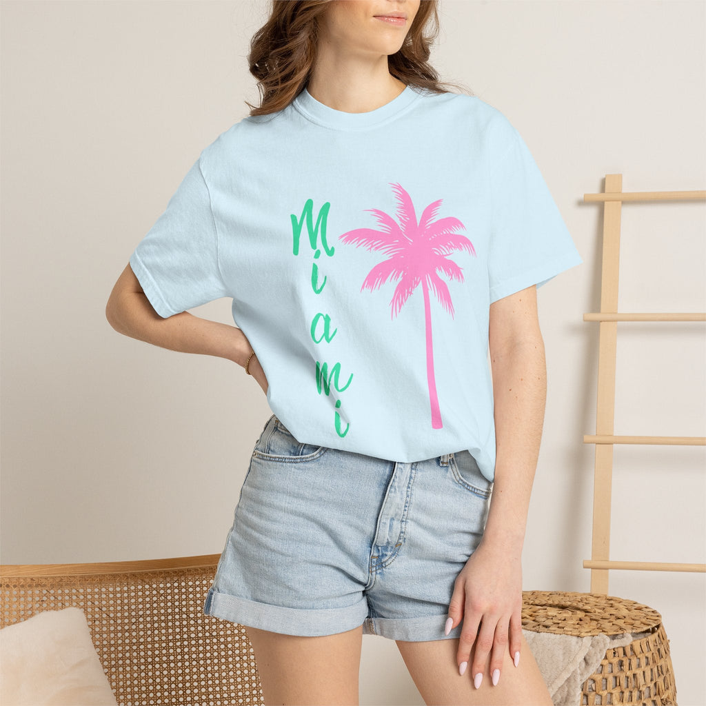 Miami Palm Beach T-Shirt — Retro Surfboard & Pink Palm Tee - Etna Gift