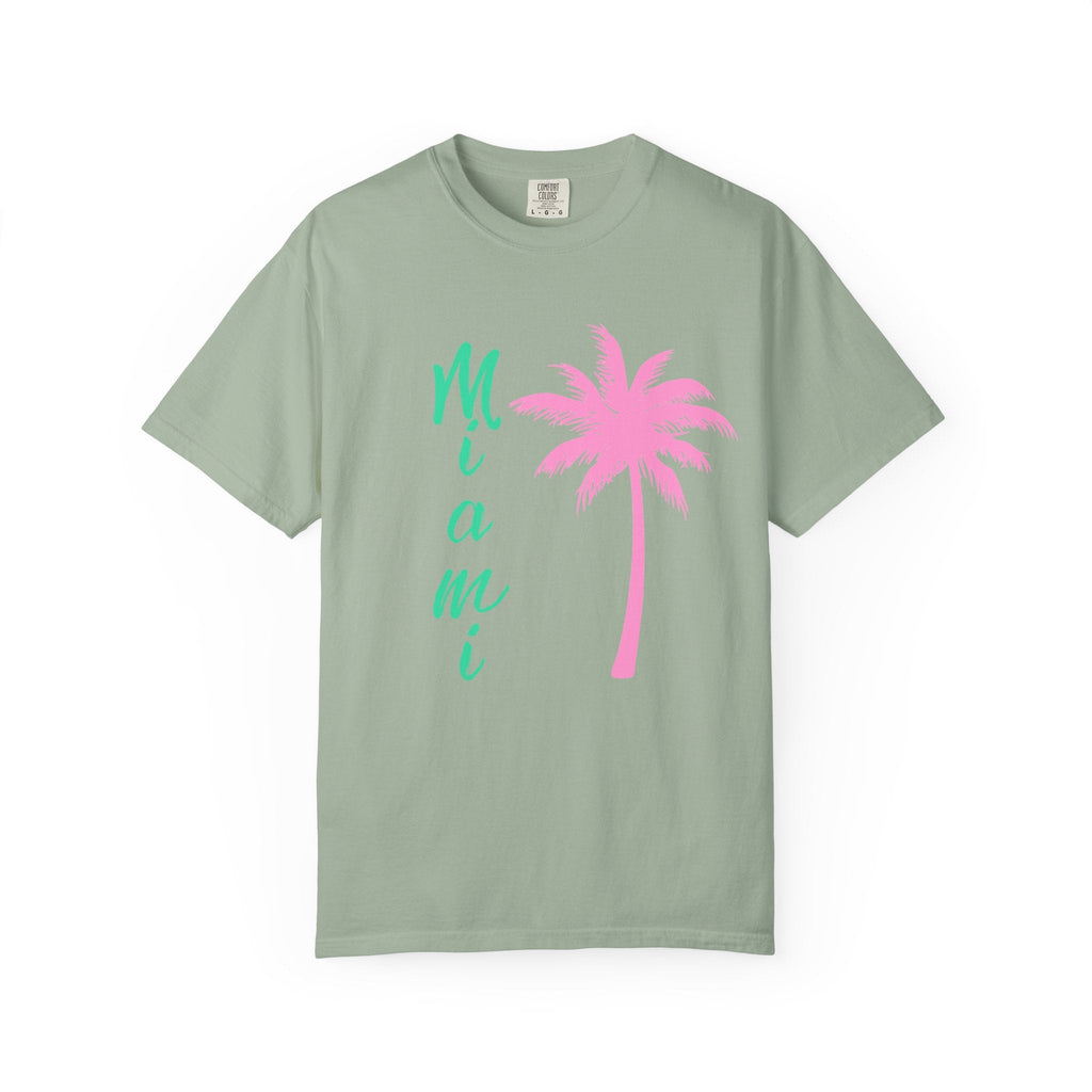 Miami Palm Beach T-Shirt — Retro Surfboard & Pink Palm Tee - Etna Gift