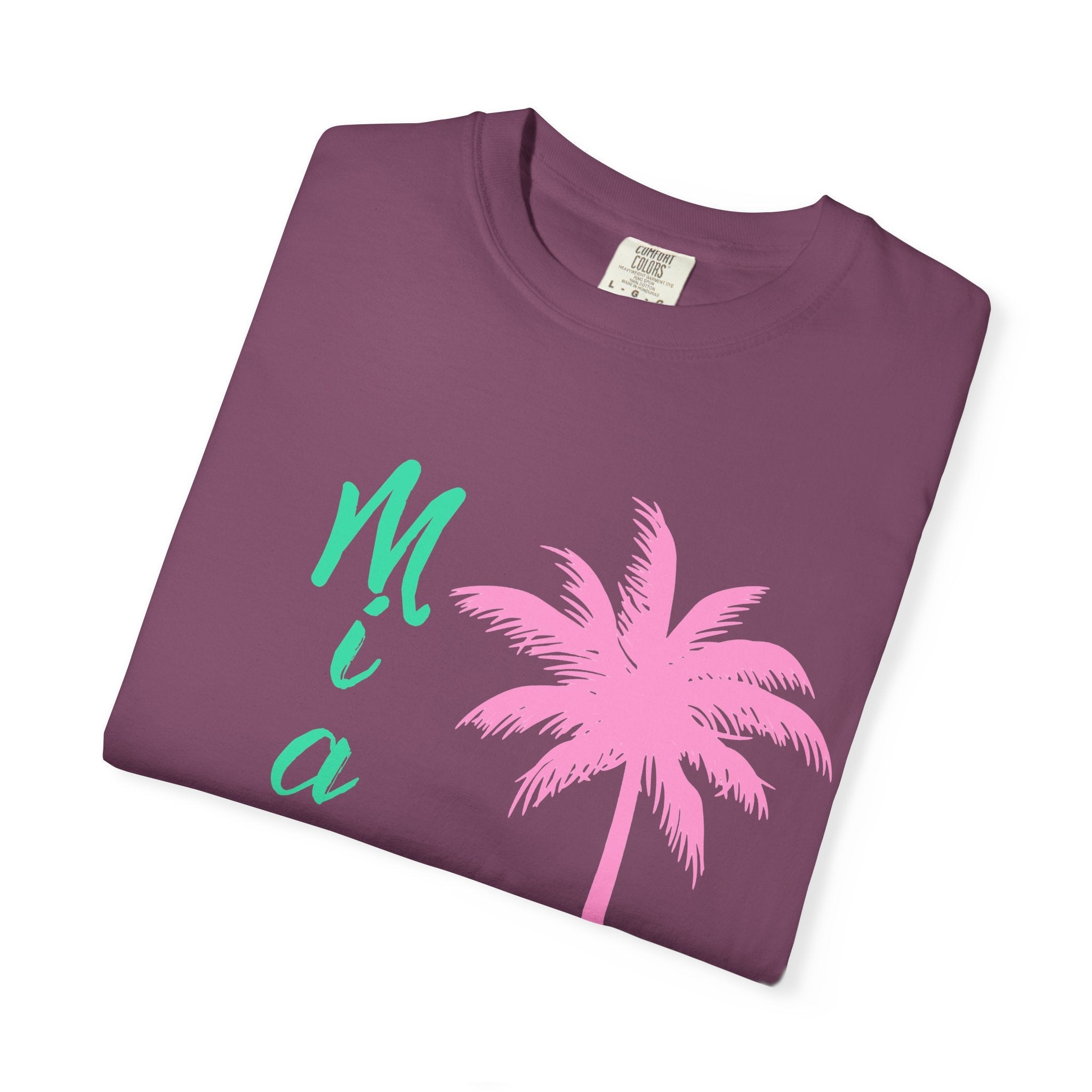 Miami Palm Beach T-Shirt — Retro Surfboard & Pink Palm Tee - Etna Gift