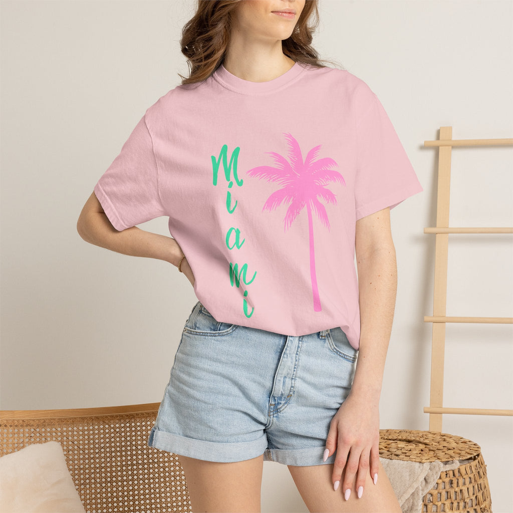Miami Palm Beach T-Shirt — Retro Surfboard & Pink Palm Tee - Etna Gift