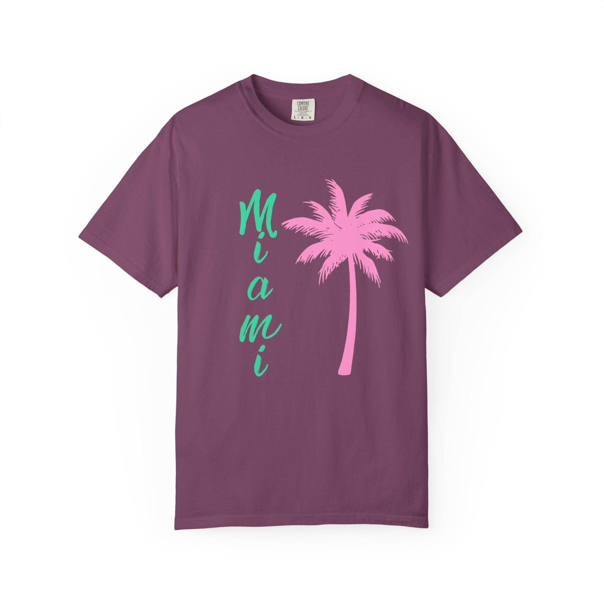 Miami Palm Beach T-Shirt — Retro Surfboard & Pink Palm Tee - Etna Gift