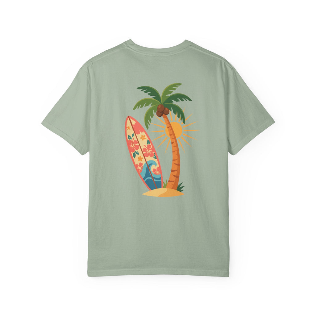 Miami Palm Beach T-Shirt — Retro Surfboard & Pink Palm Tee - Etna Gift