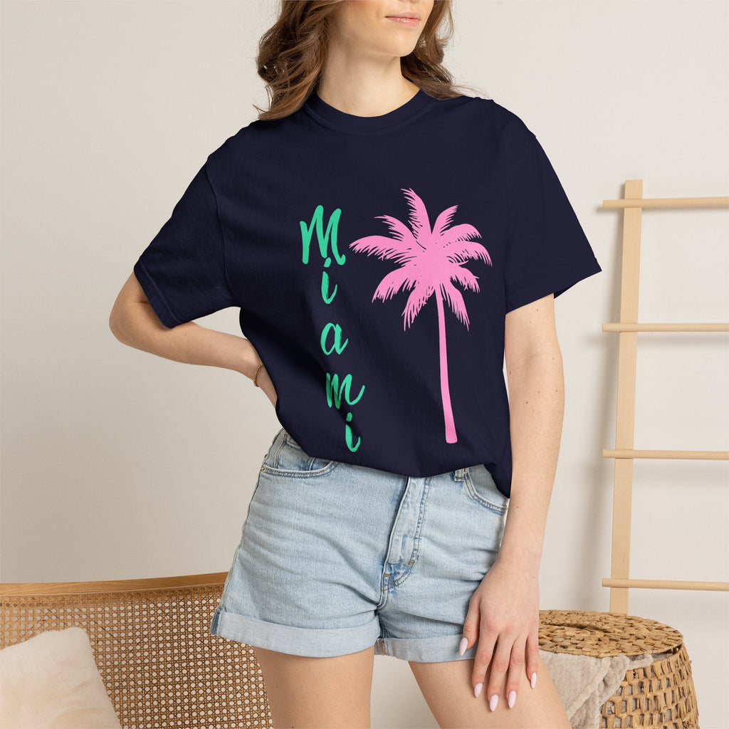 Miami Palm Beach T-Shirt — Retro Surfboard & Pink Palm Tee - Etna Gift