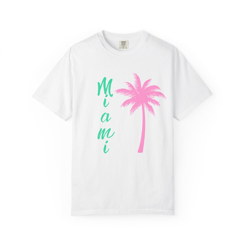 Miami Palm Beach T-Shirt — Retro Surfboard & Pink Palm Tee - Etna Gift
