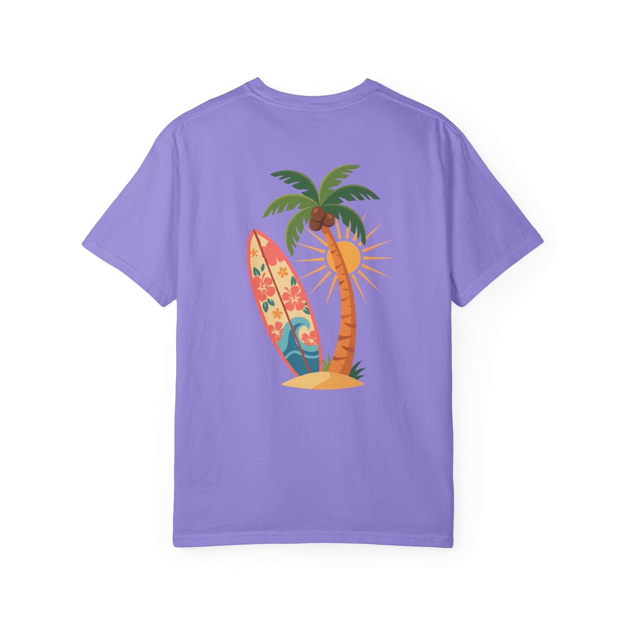 Miami Palm Beach T-Shirt — Retro Surfboard & Pink Palm Tee - Etna Gift