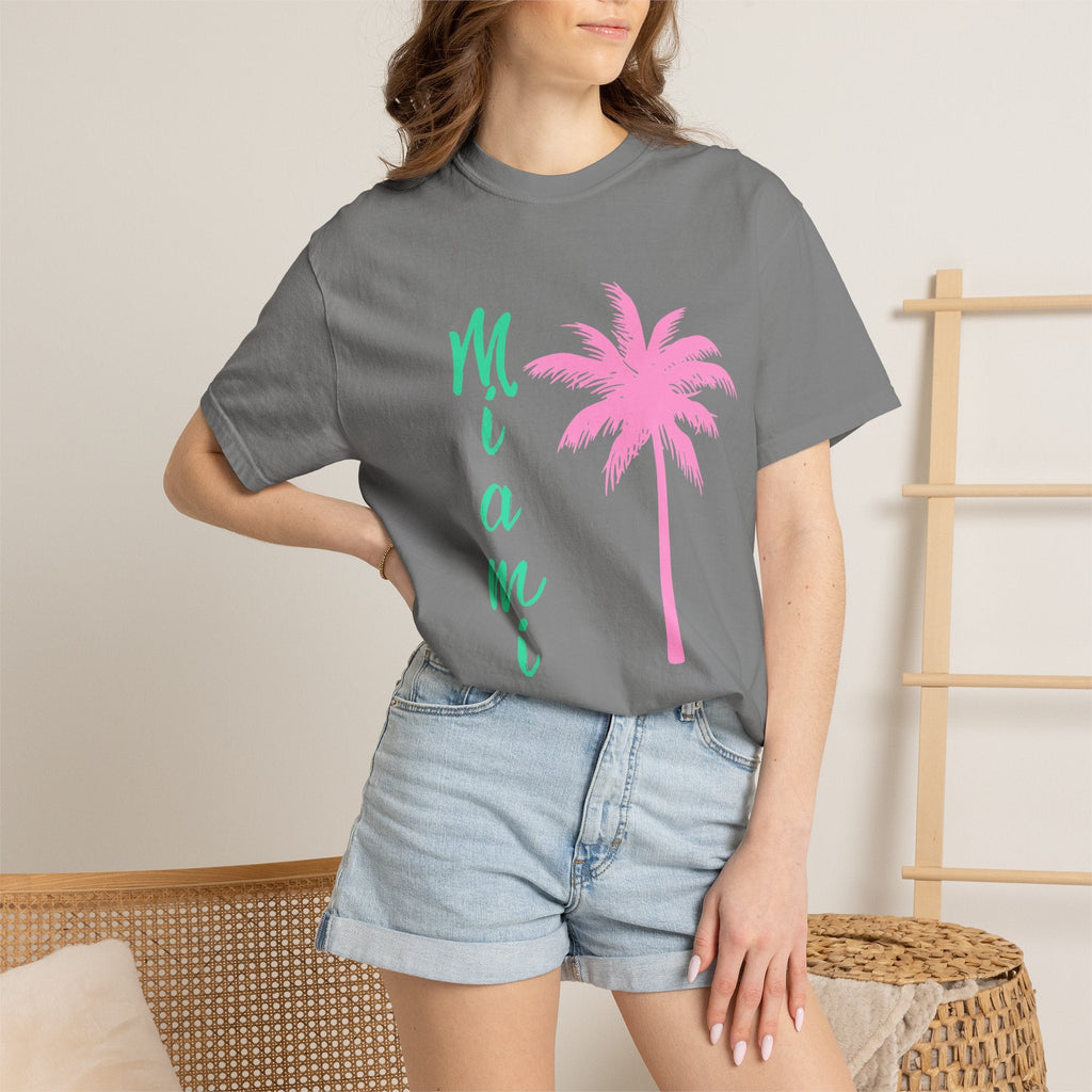 Miami Palm Beach T-Shirt — Retro Surfboard & Pink Palm Tee - Etna Gift