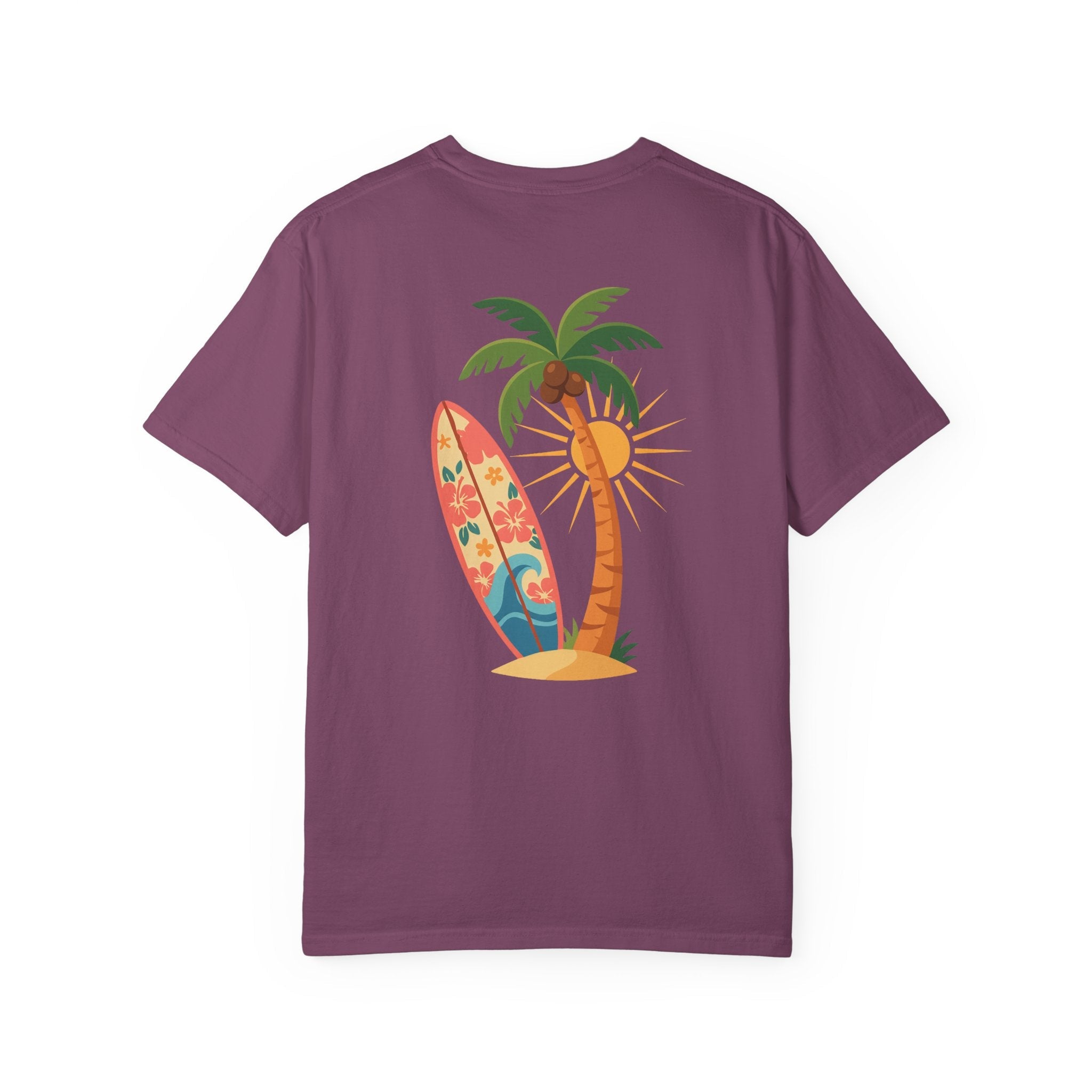 Miami Palm Beach T-Shirt — Retro Surfboard & Pink Palm Tee - Etna Gift