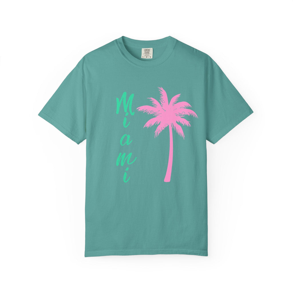 Miami Palm Beach T-Shirt — Retro Surfboard & Pink Palm Tee - Etna Gift