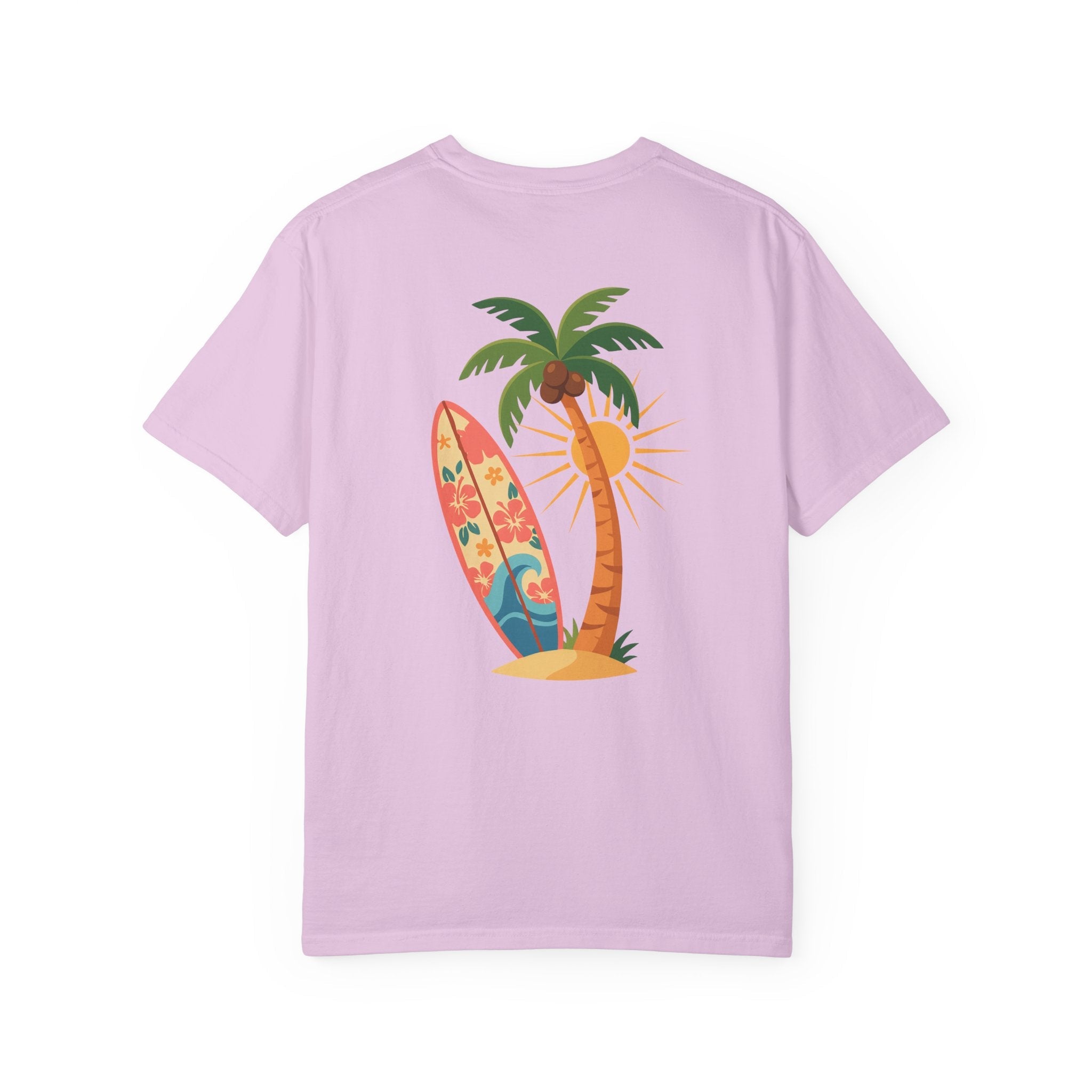 Miami Palm Beach T-Shirt — Retro Surfboard & Pink Palm Tee - Etna Gift