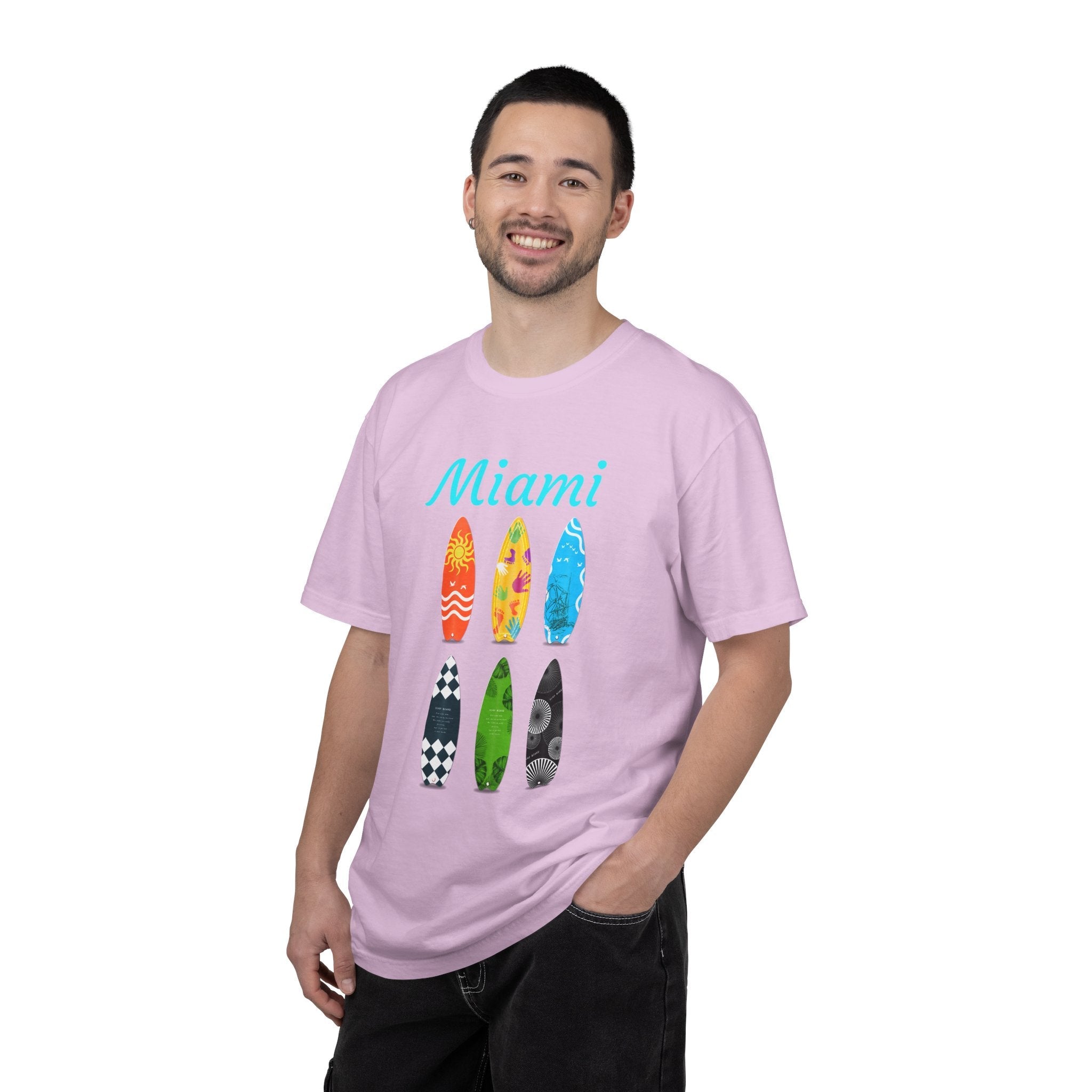 Miami Surfboard T-Shirt Colorful Beach Surf Tee - Etna Gift