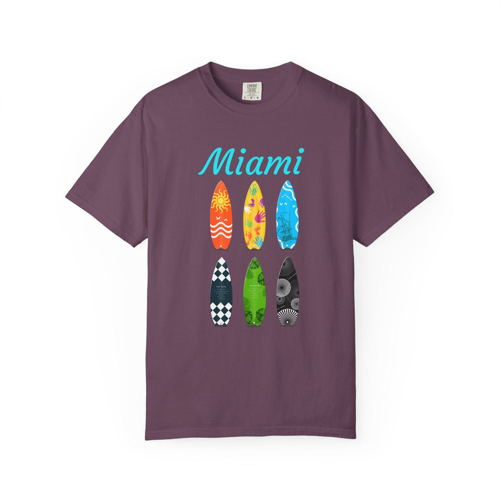 Miami Surfboard T-Shirt Colorful Beach Surf Tee - Etna Gift