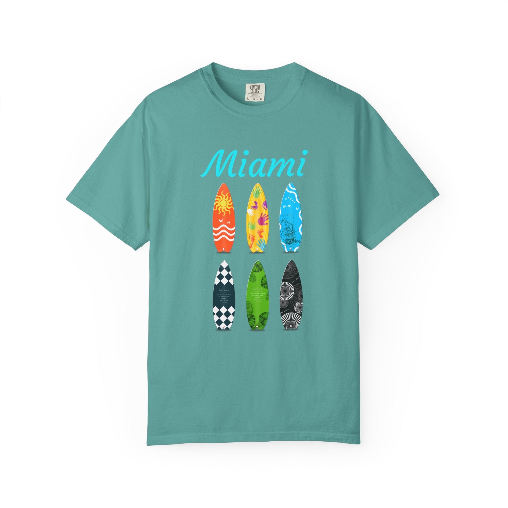 Miami Surfboard T-Shirt Colorful Beach Surf Tee - Etna Gift