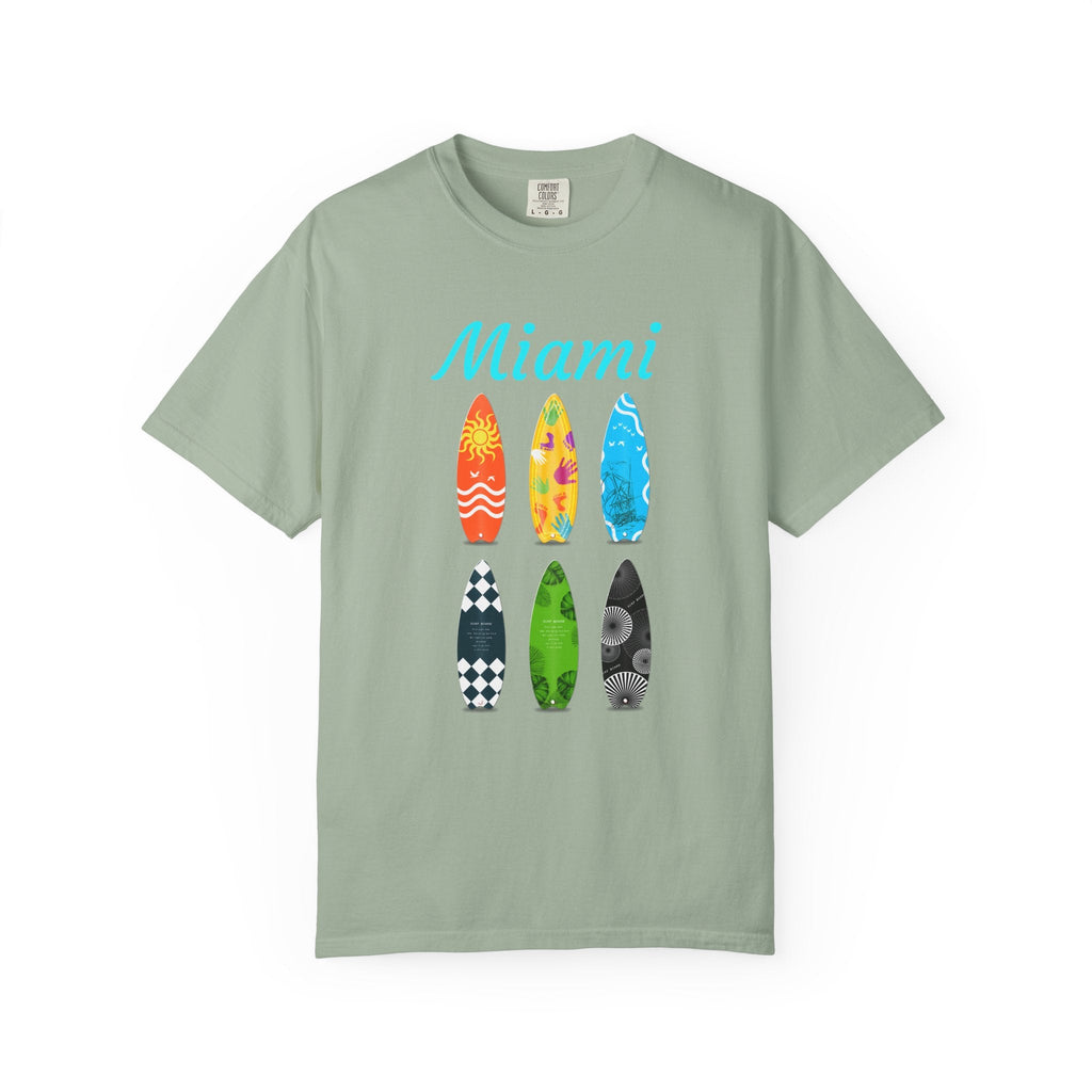 Miami Surfboard T-Shirt Colorful Beach Surf Tee - Etna Gift
