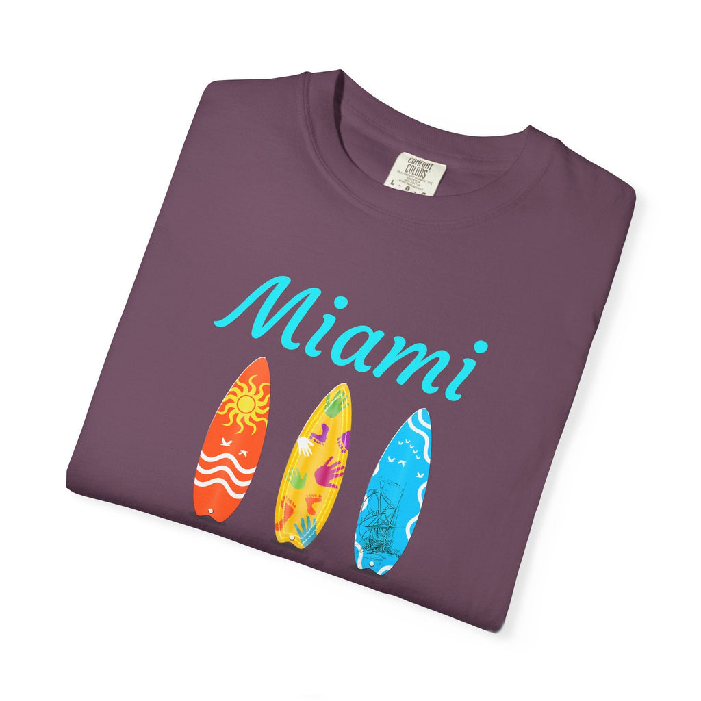 Miami Surfboard T-Shirt Colorful Beach Surf Tee - Etna Gift