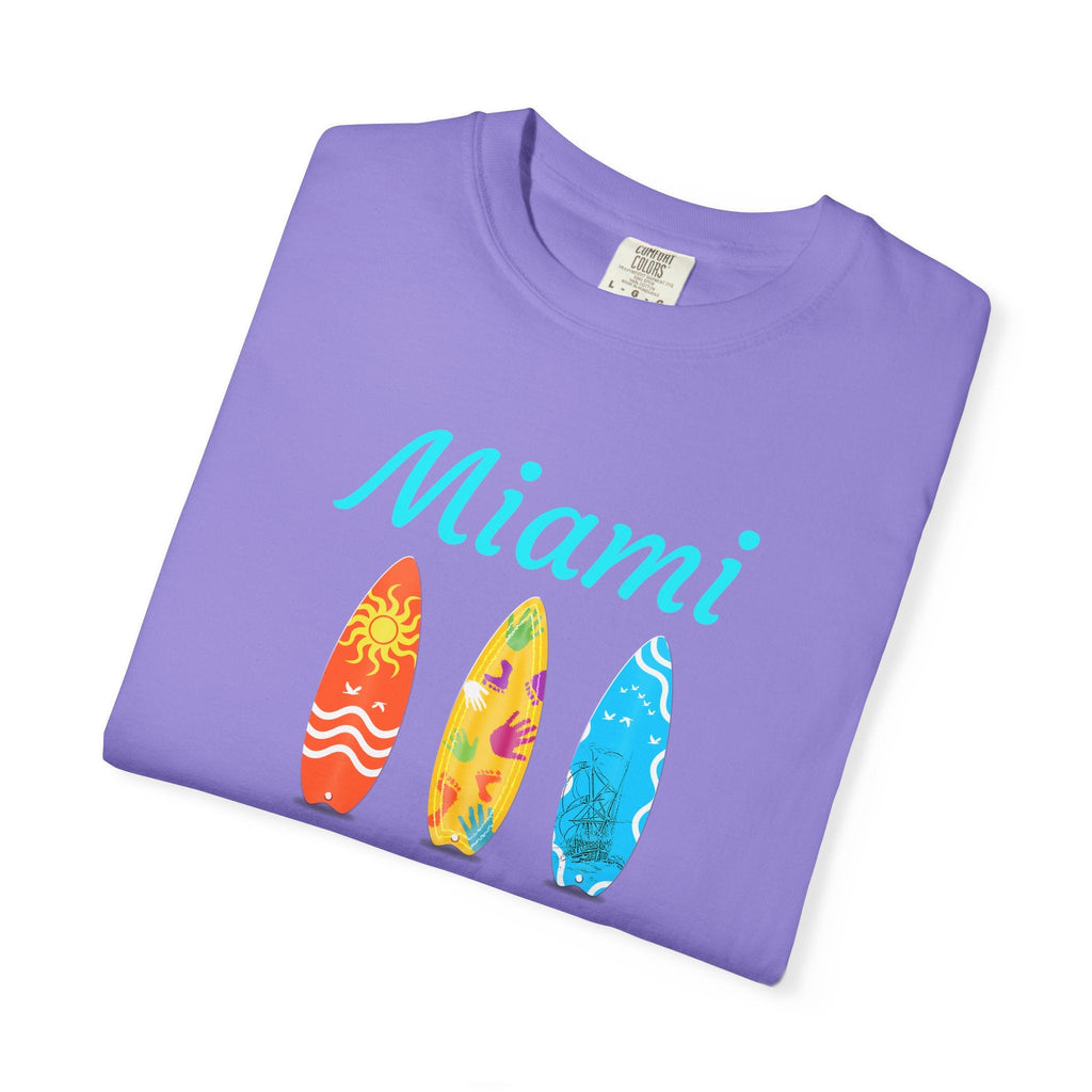 Miami Surfboard T-Shirt Colorful Beach Surf Tee - Etna Gift