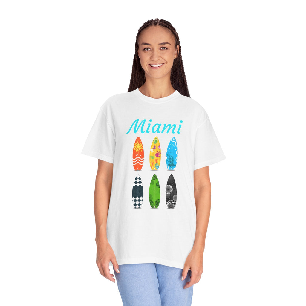 Miami Surfboard T-Shirt Colorful Beach Surf Tee - Etna Gift