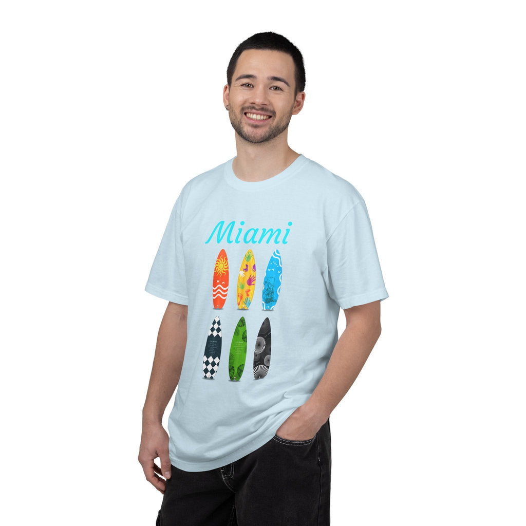 Miami Surfboard T-Shirt Colorful Beach Surf Tee - Etna Gift