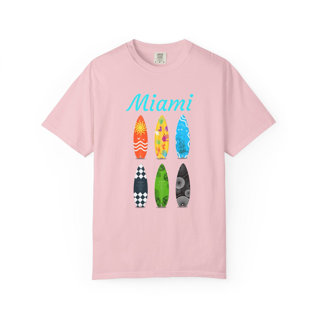 Miami Surfboard T-Shirt Colorful Beach Surf Tee - Etna Gift
