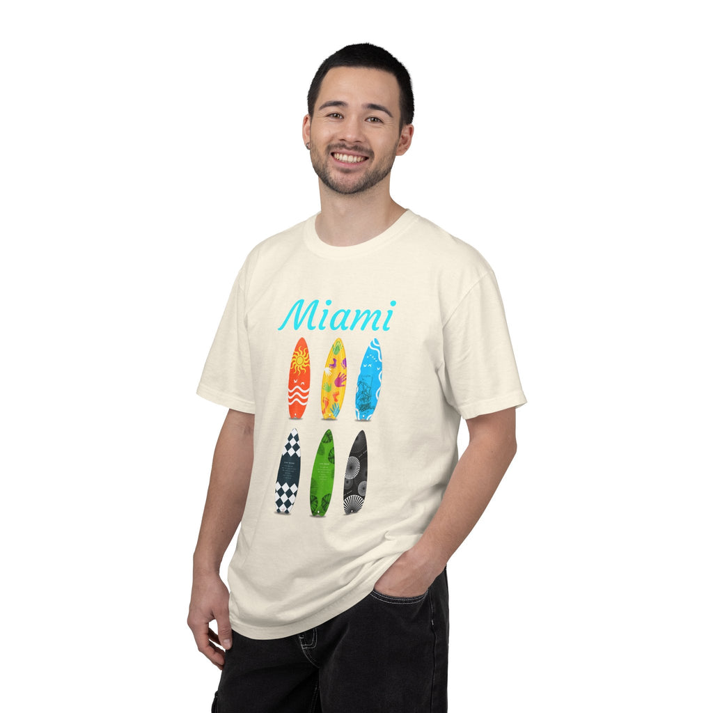 Miami Surfboard T-Shirt Colorful Beach Surf Tee - Etna Gift