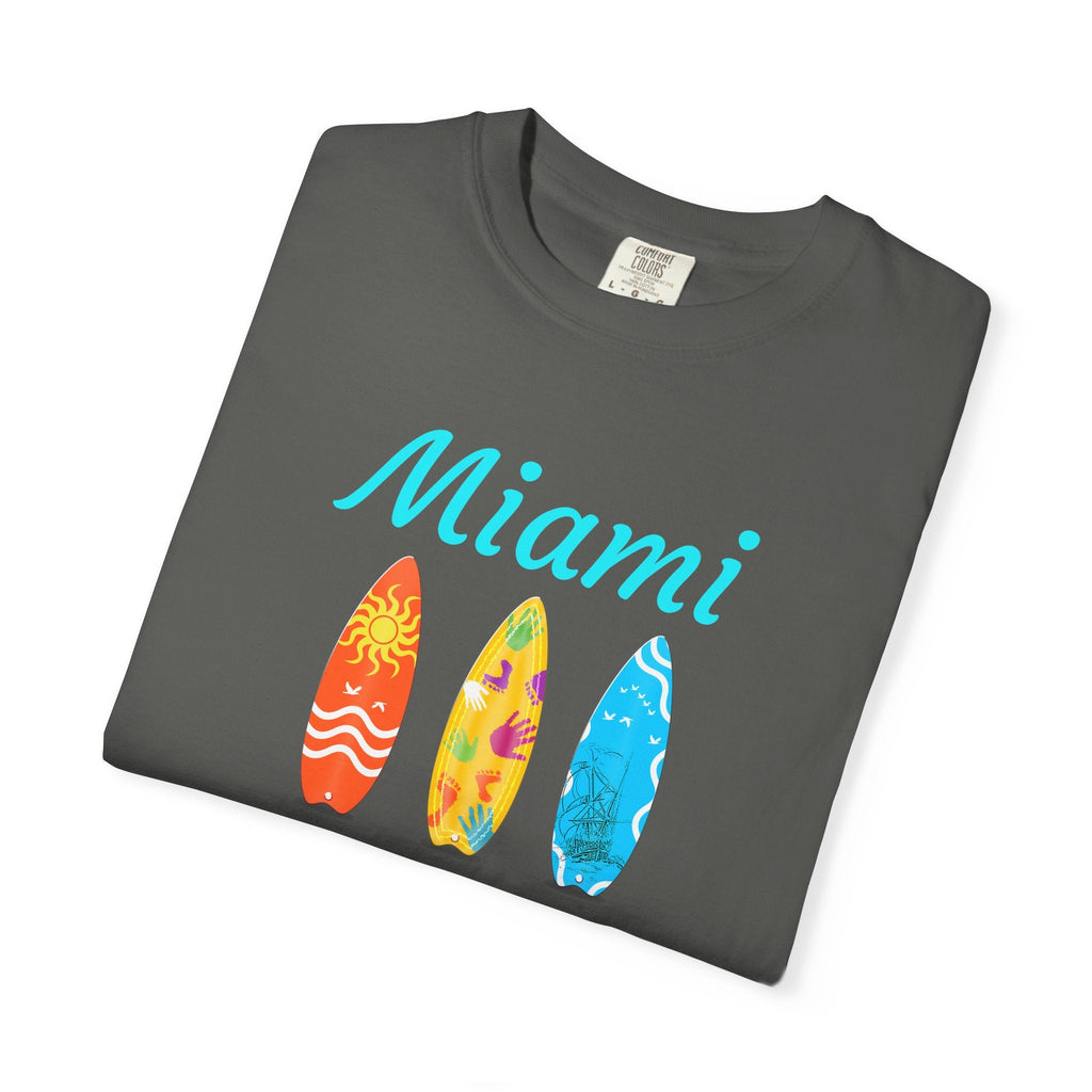 Miami Surfboard T-Shirt Colorful Beach Surf Tee - Etna Gift