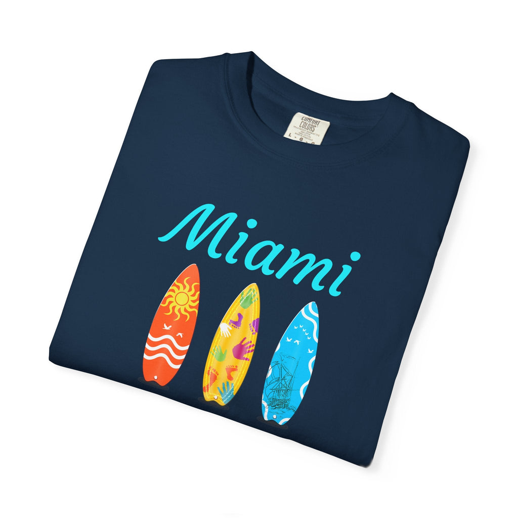 Miami Surfboard T-Shirt Colorful Beach Surf Tee - Etna Gift