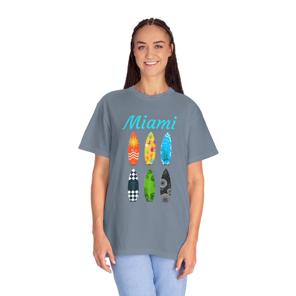 Miami Surfboard T-Shirt Colorful Beach Surf Tee - Etna Gift