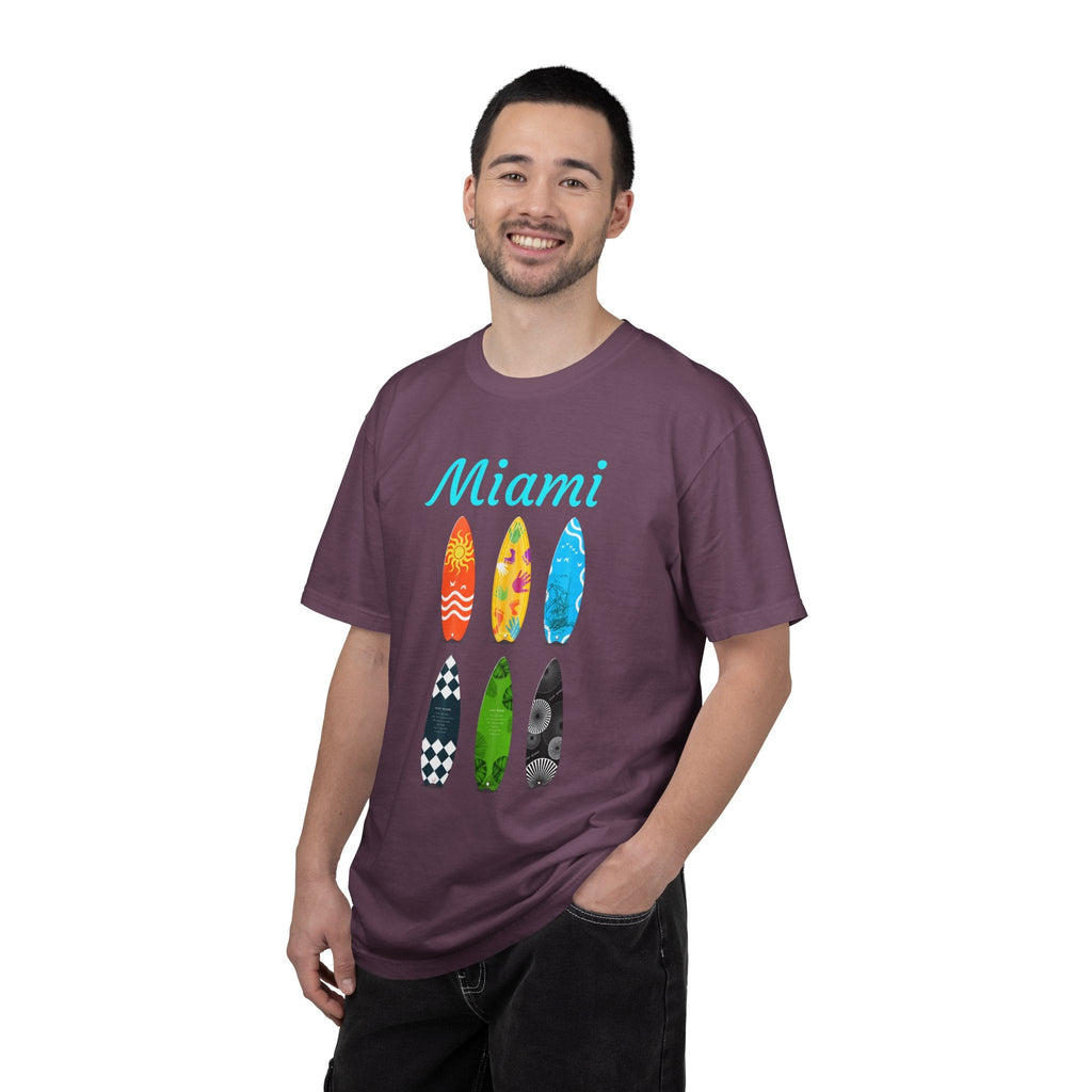Miami Surfboard T-Shirt Colorful Beach Surf Tee - Etna Gift