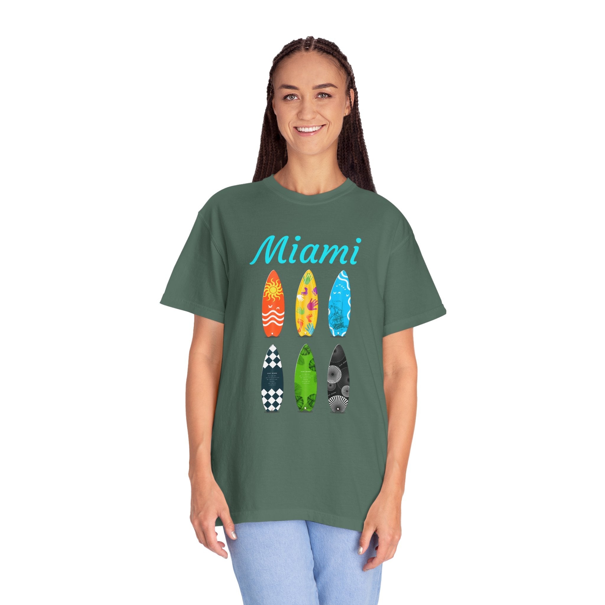Miami Surfboard T-Shirt Colorful Beach Surf Tee - Etna Gift