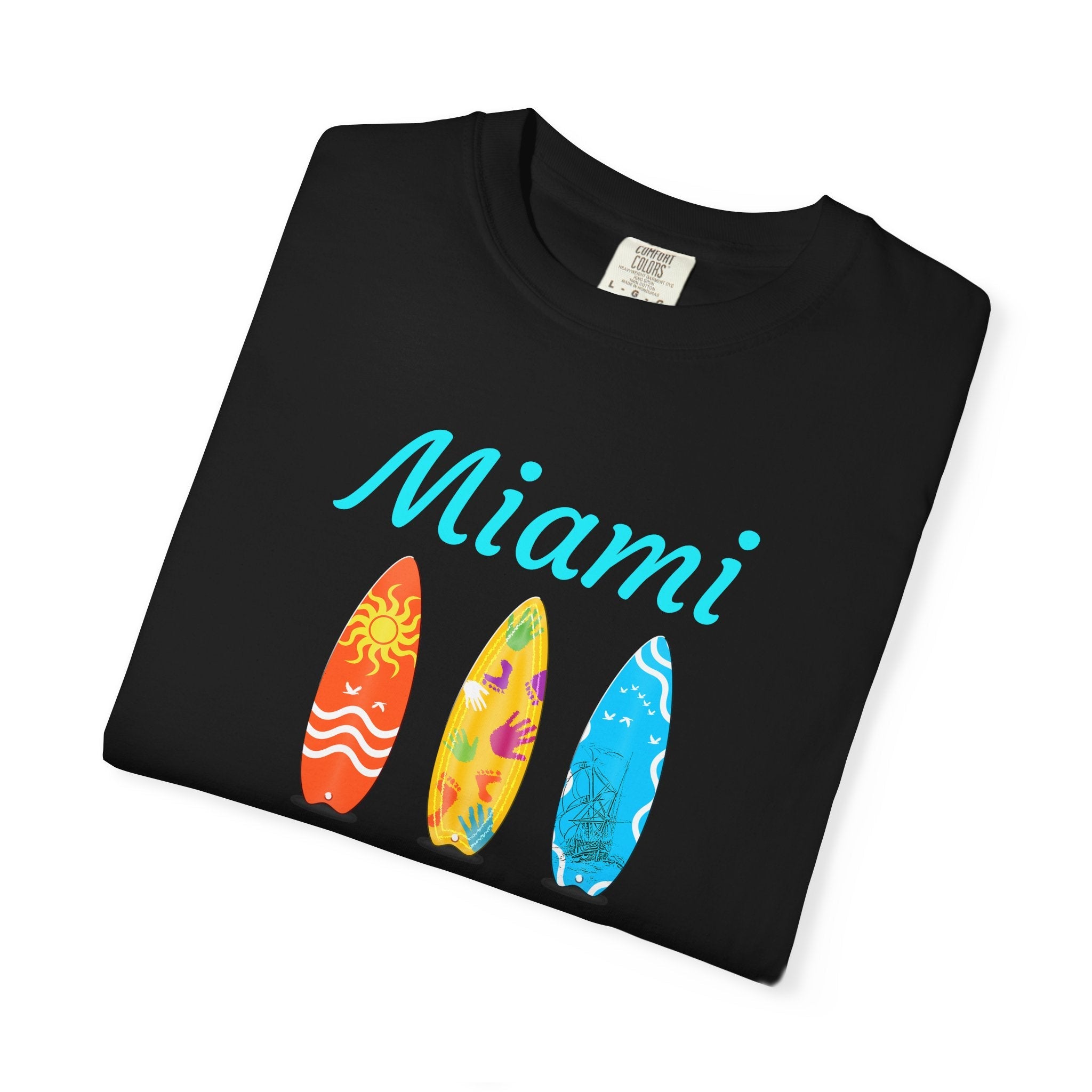 Miami Surfboard T-Shirt Colorful Beach Surf Tee - Etna Gift