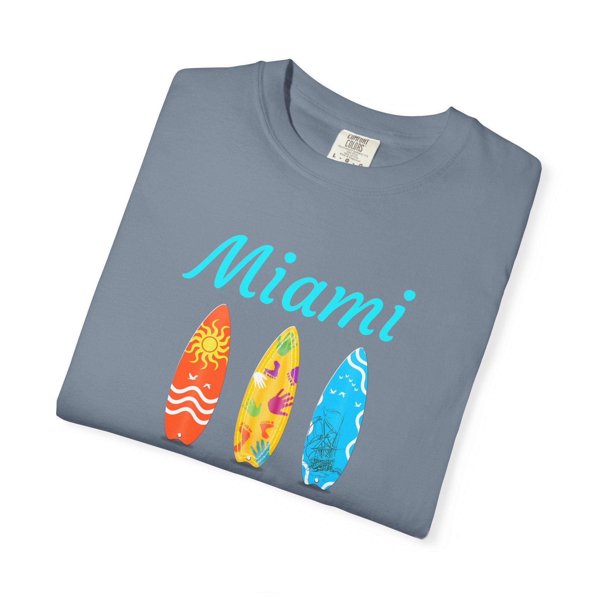 Miami Surfboard T-Shirt Colorful Beach Surf Tee - Etna Gift