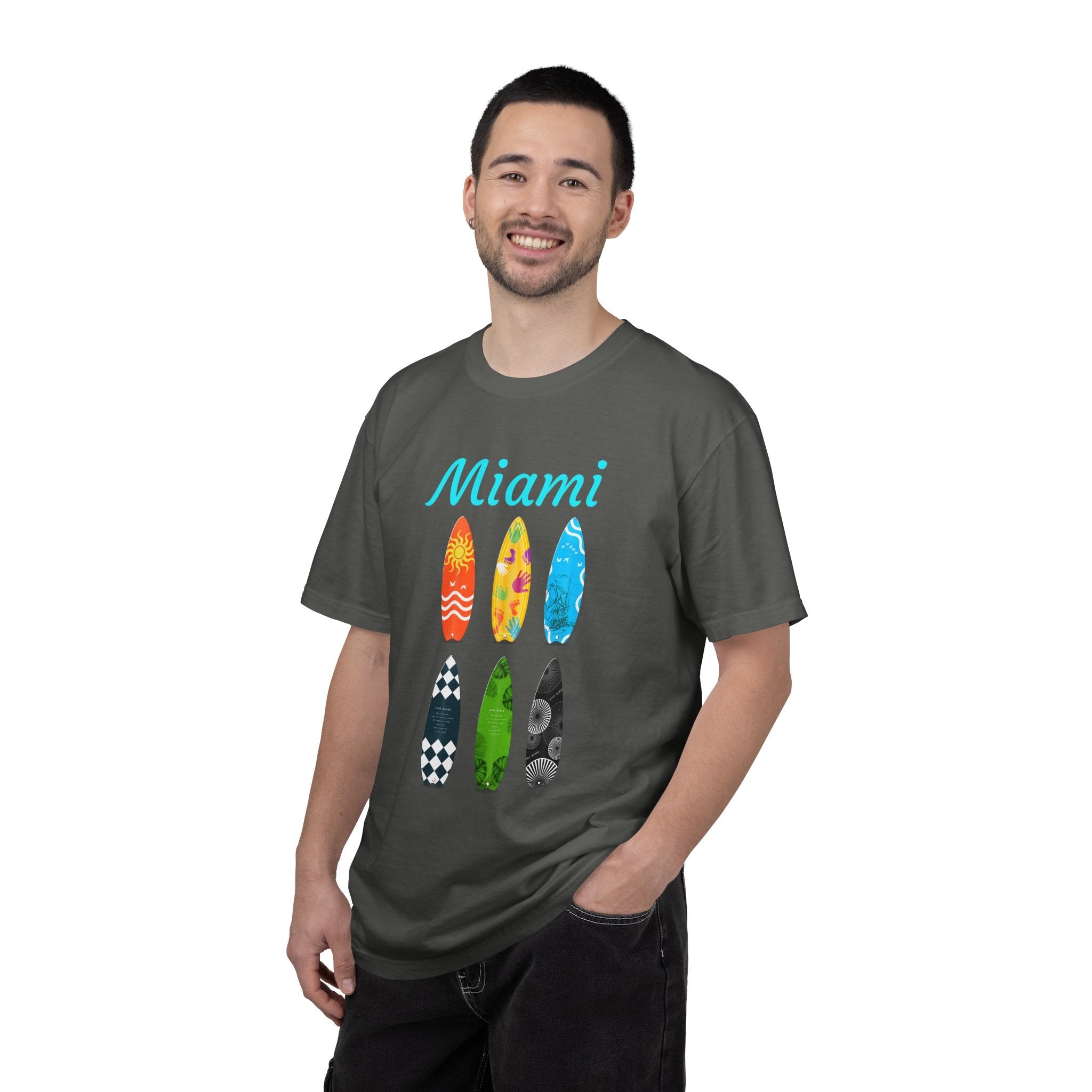 Miami Surfboard T-Shirt Colorful Beach Surf Tee - Etna Gift