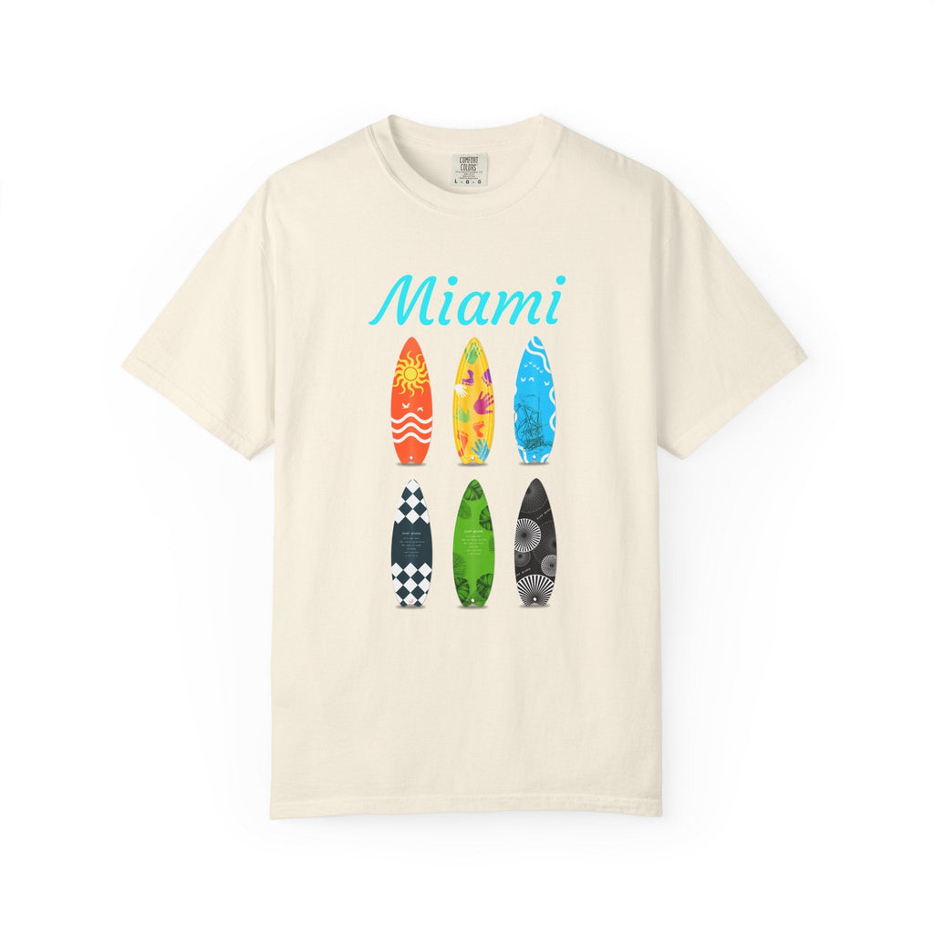 Miami Surfboard T-Shirt Colorful Beach Surf Tee - Etna Gift