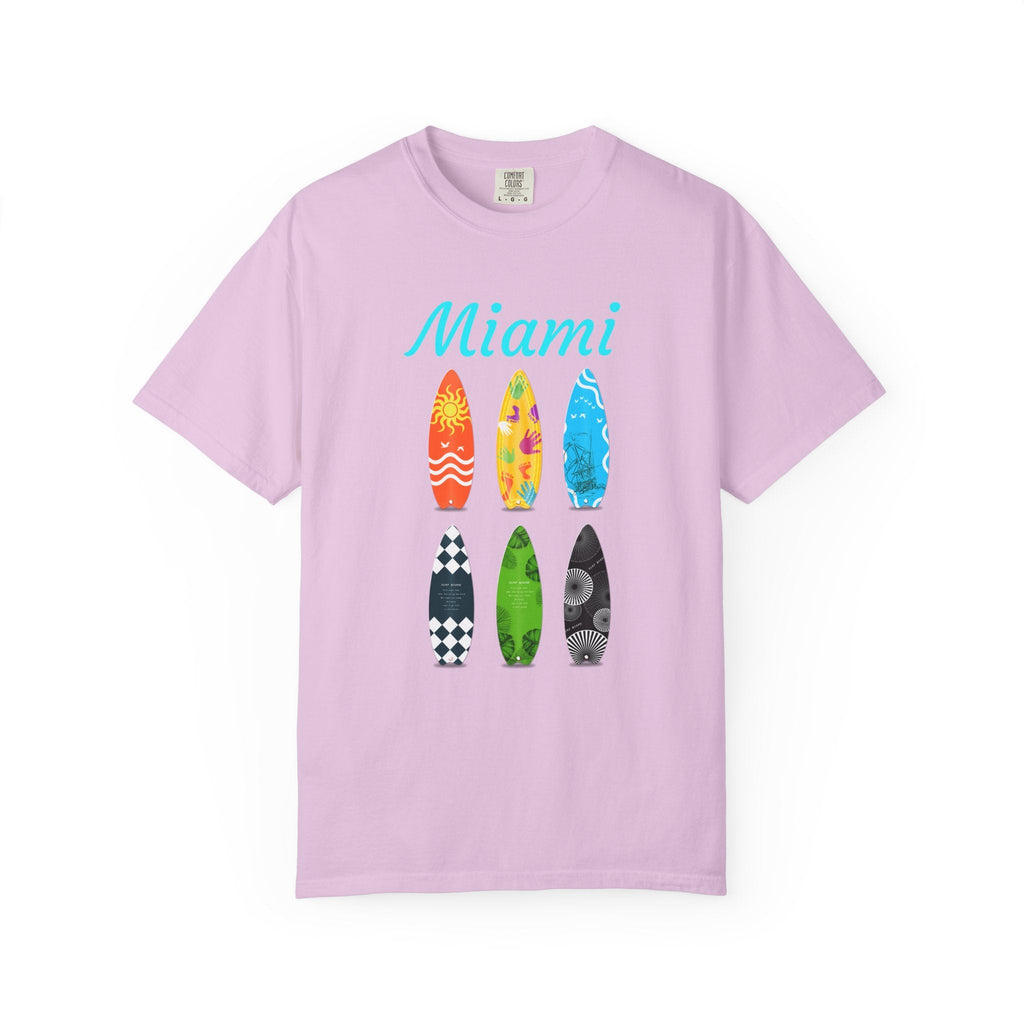 Miami Surfboard T-Shirt Colorful Beach Surf Tee - Etna Gift