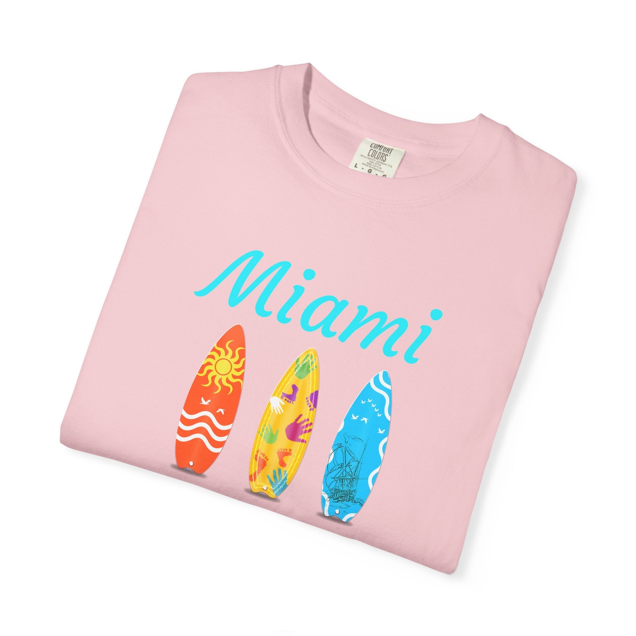 Miami Surfboard T-Shirt Colorful Beach Surf Tee - Etna Gift
