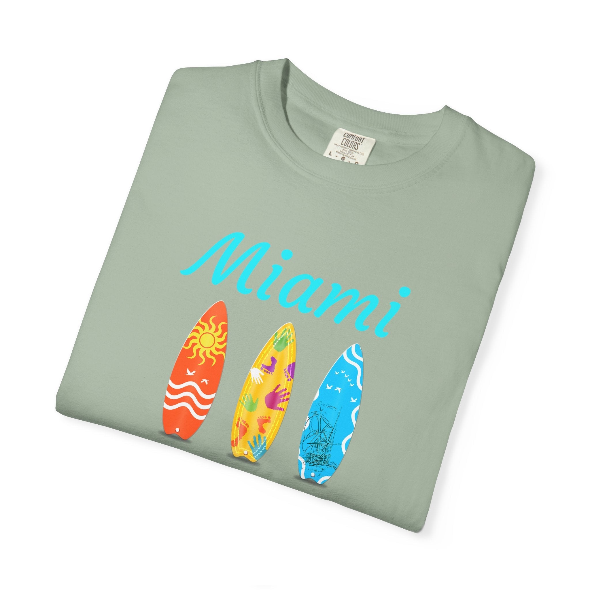 Miami Surfboard T-Shirt Colorful Beach Surf Tee - Etna Gift
