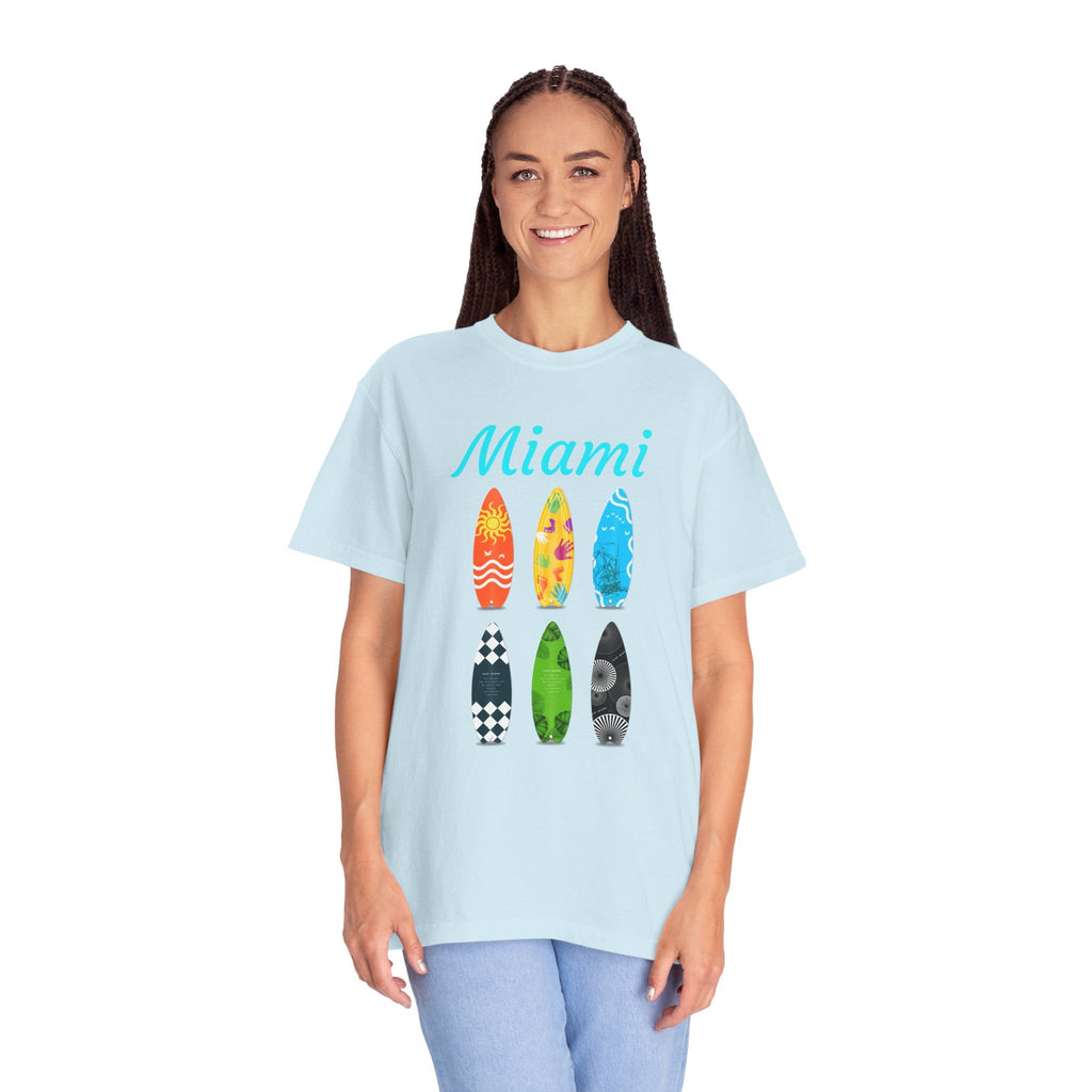Miami Surfboard T-Shirt Colorful Beach Surf Tee - Etna Gift