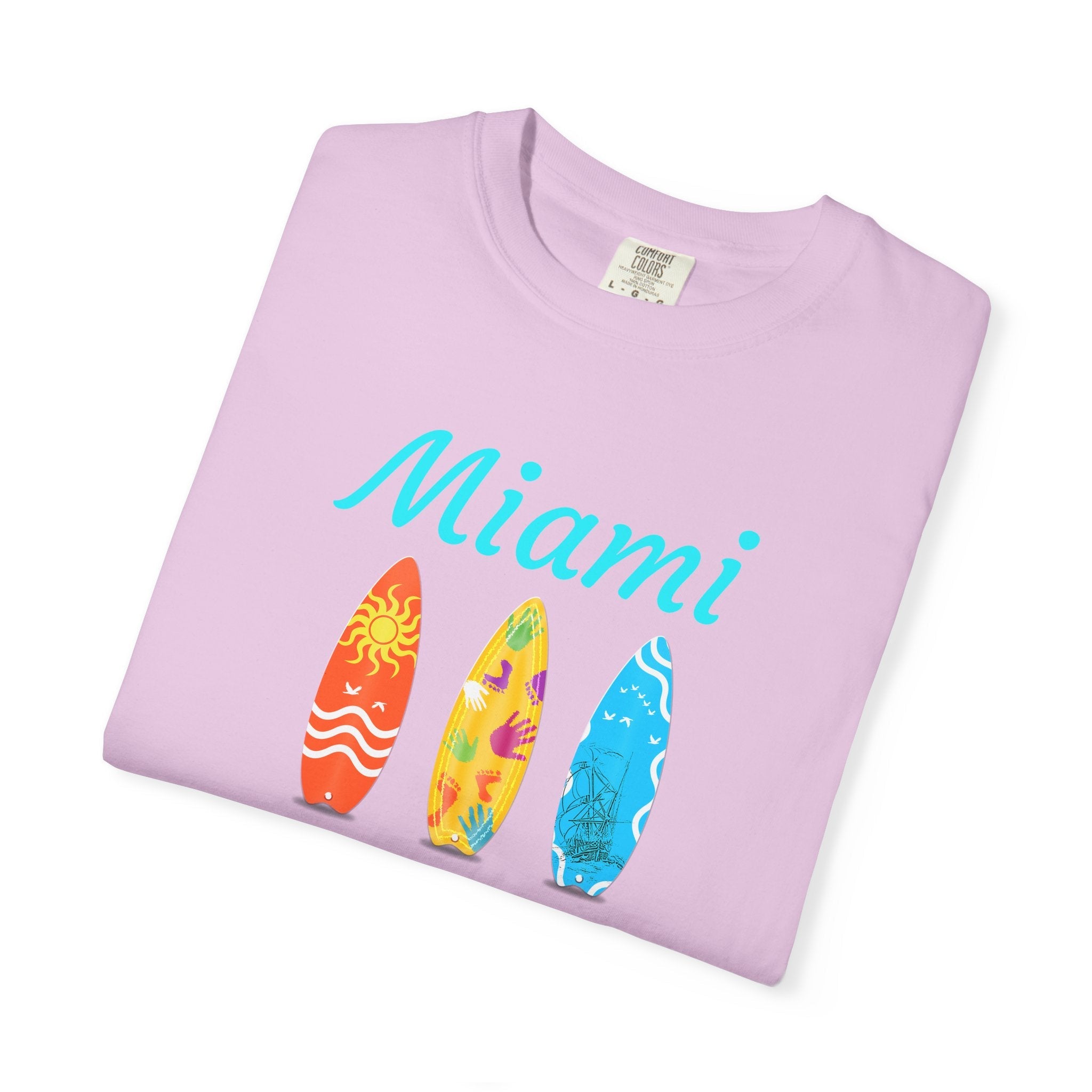 Miami Surfboard T-Shirt Colorful Beach Surf Tee - Etna Gift