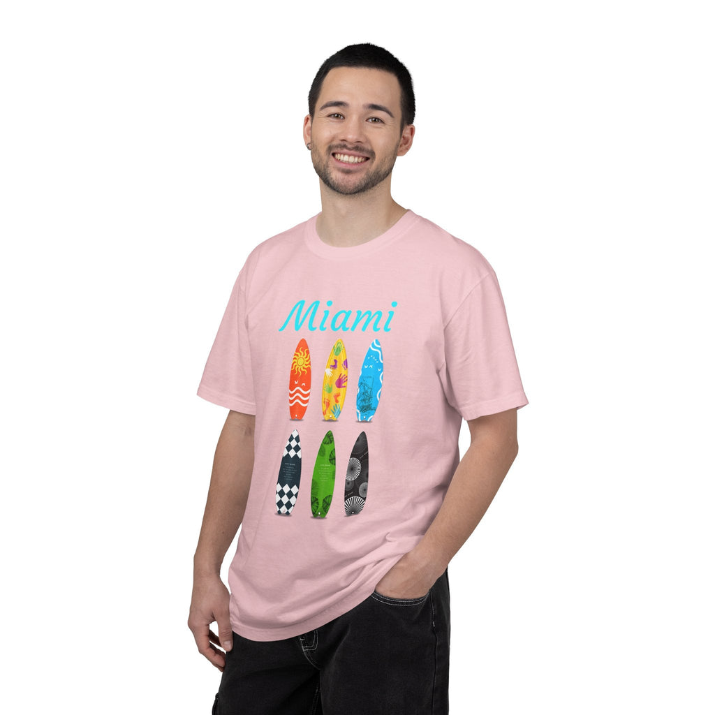Miami Surfboard T-Shirt Colorful Beach Surf Tee - Etna Gift
