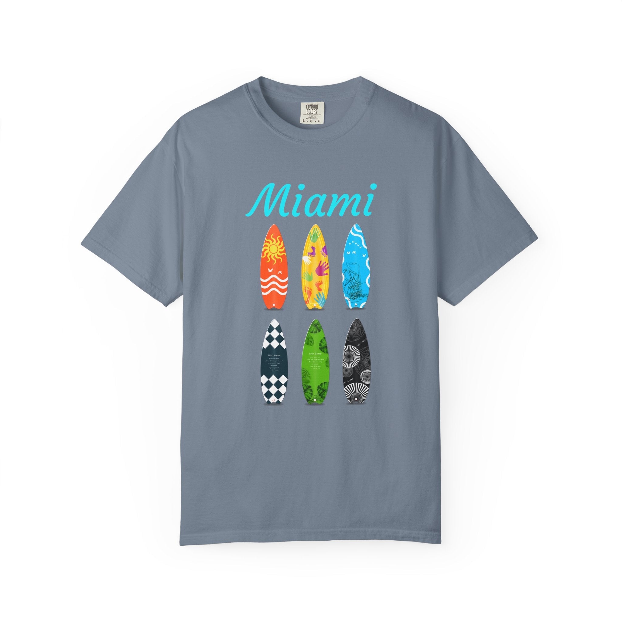 Miami Surfboard T-Shirt Colorful Beach Surf Tee - Etna Gift