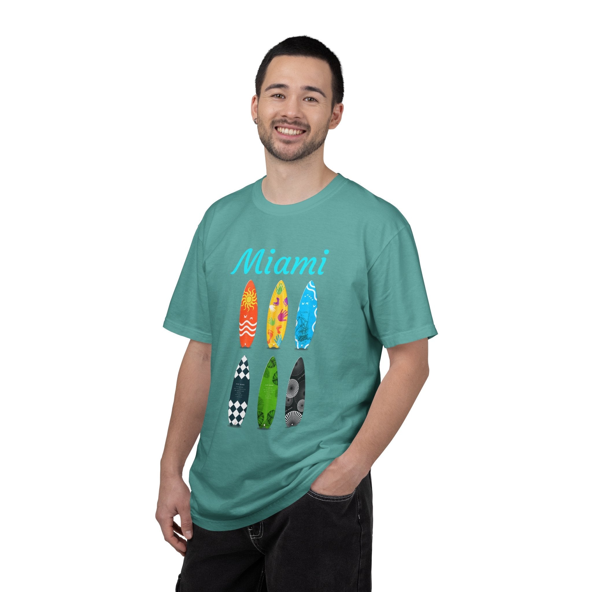 Miami Surfboard T-Shirt Colorful Beach Surf Tee - Etna Gift