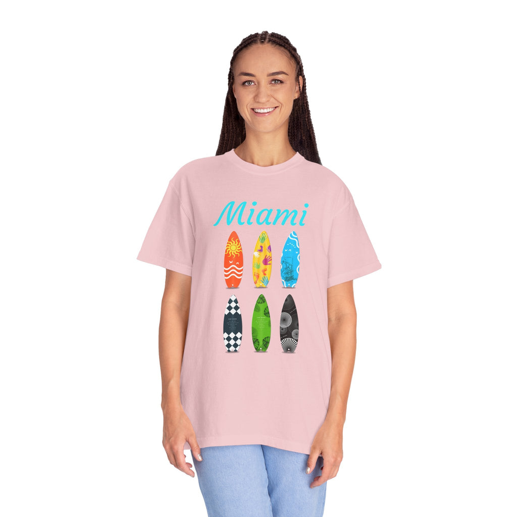 Miami Surfboard T-Shirt Colorful Beach Surf Tee - Etna Gift