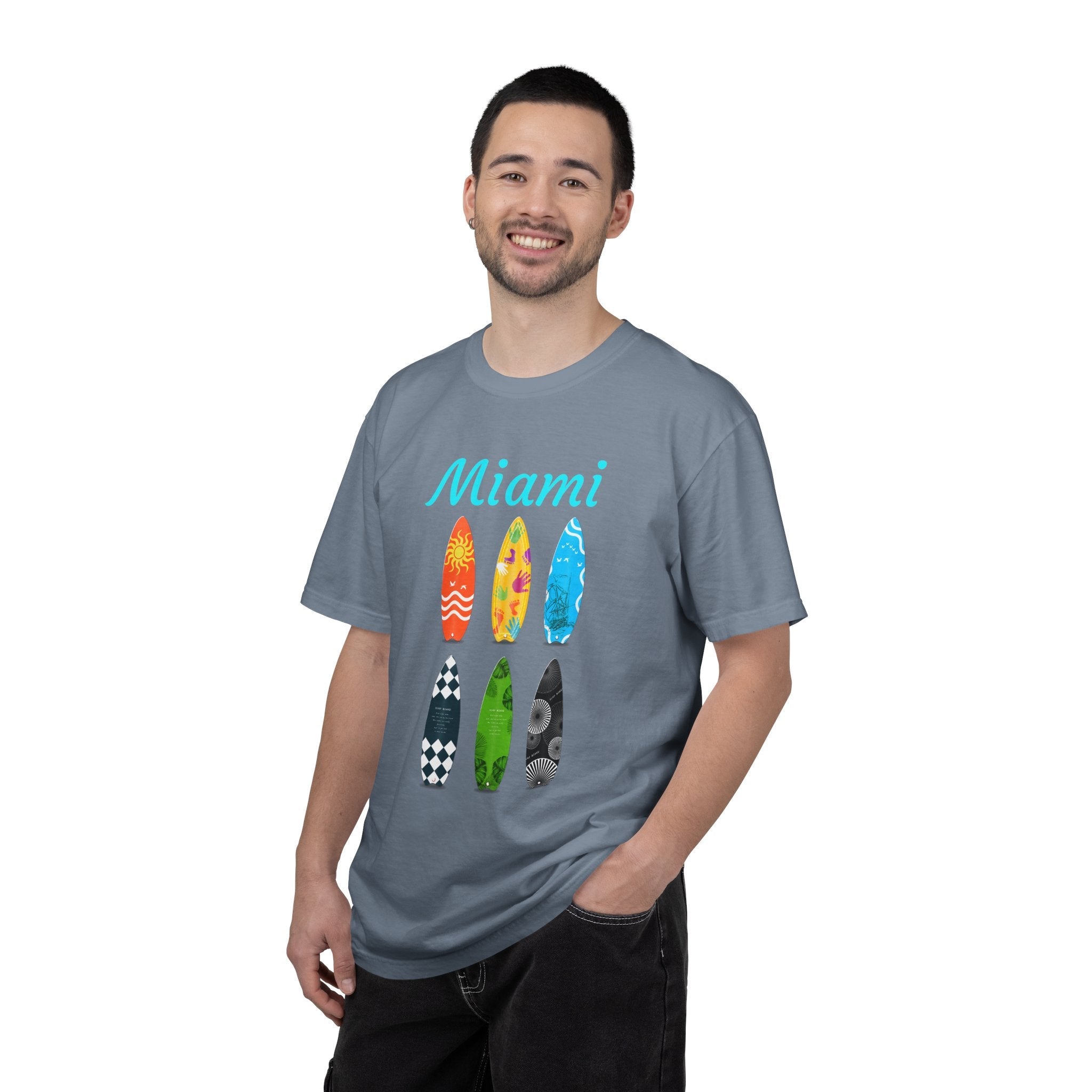 Miami Surfboard T-Shirt Colorful Beach Surf Tee - Etna Gift