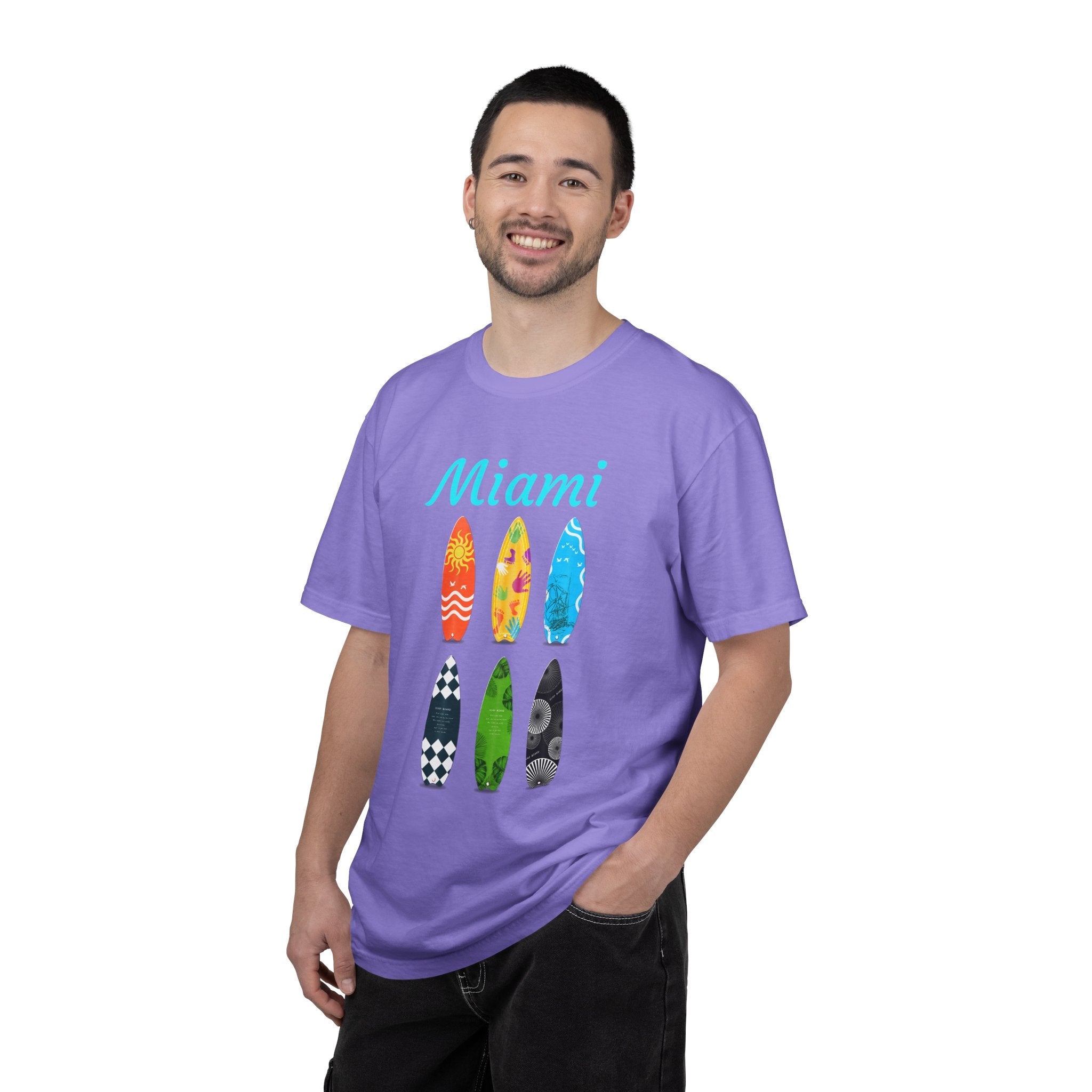 Miami Surfboard T-Shirt Colorful Beach Surf Tee - Etna Gift