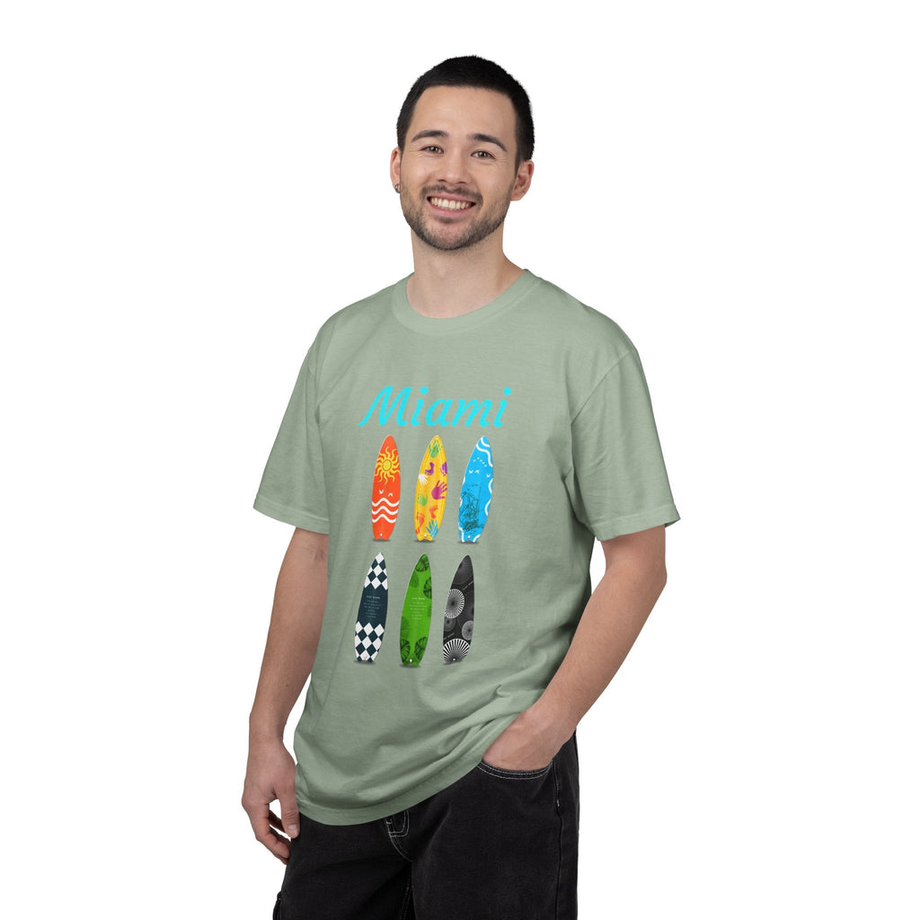 Miami Surfboard T-Shirt Colorful Beach Surf Tee - Etna Gift