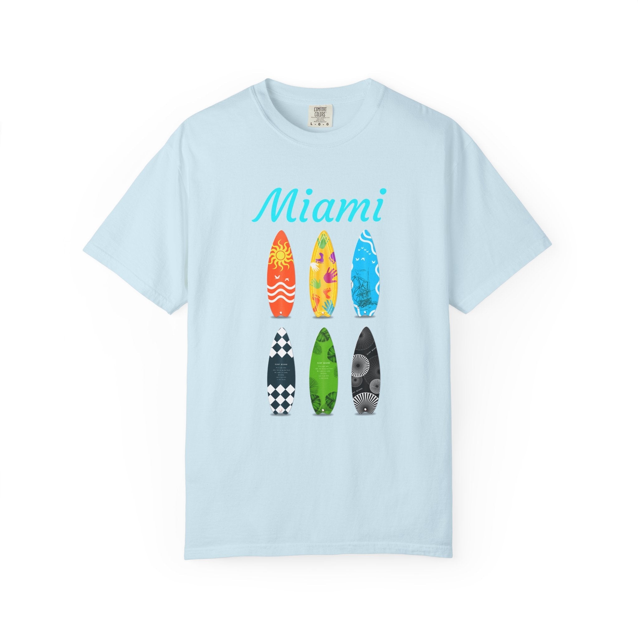 Miami Surfboard T-Shirt Colorful Beach Surf Tee - Etna Gift