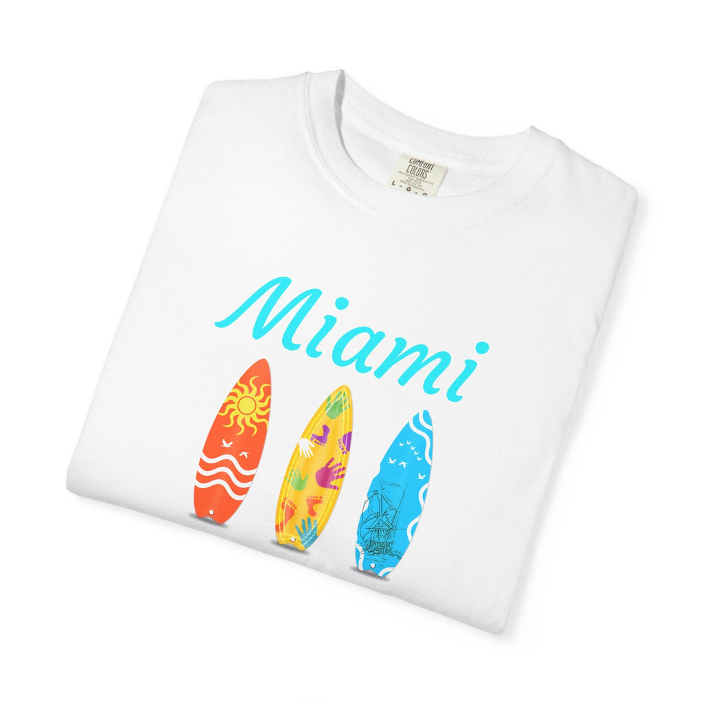 Miami Surfboard T-Shirt Colorful Beach Surf Tee - Etna Gift