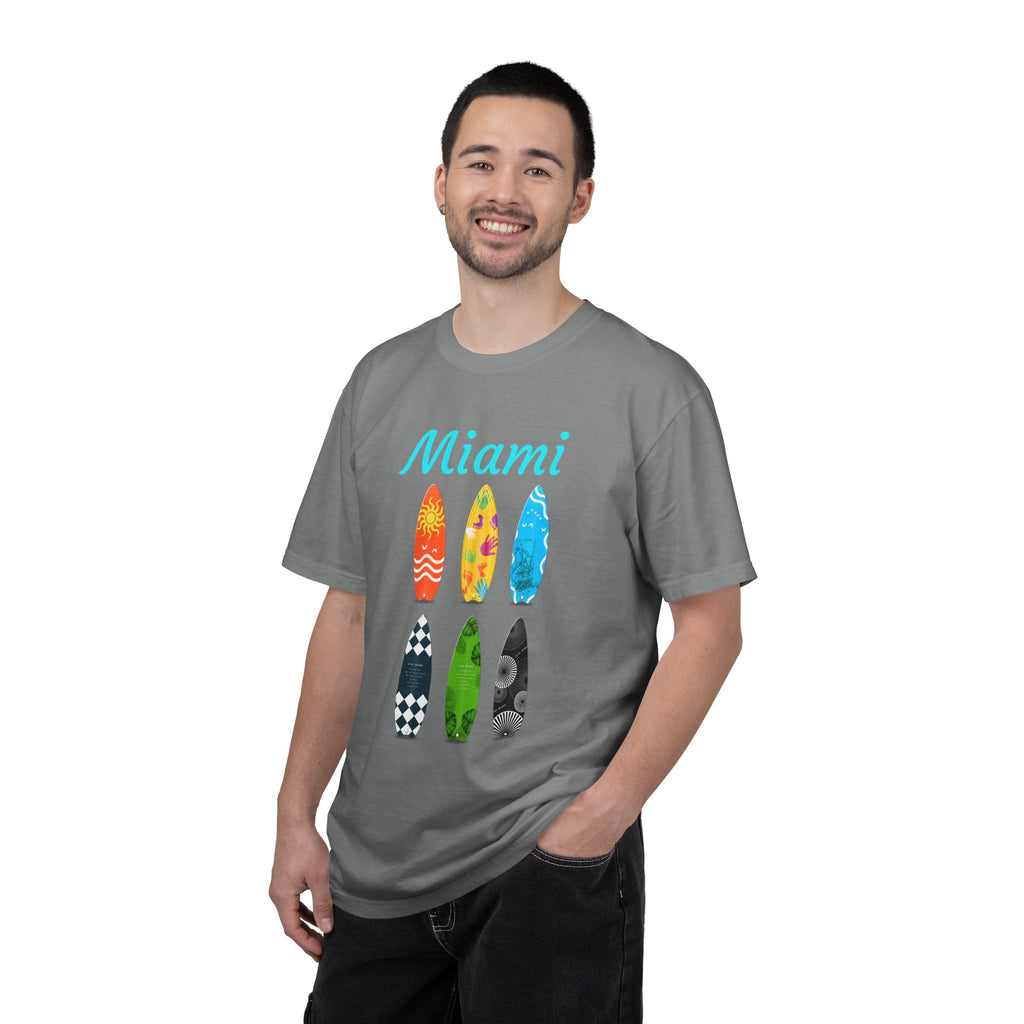 Miami Surfboard T-Shirt Colorful Beach Surf Tee - Etna Gift